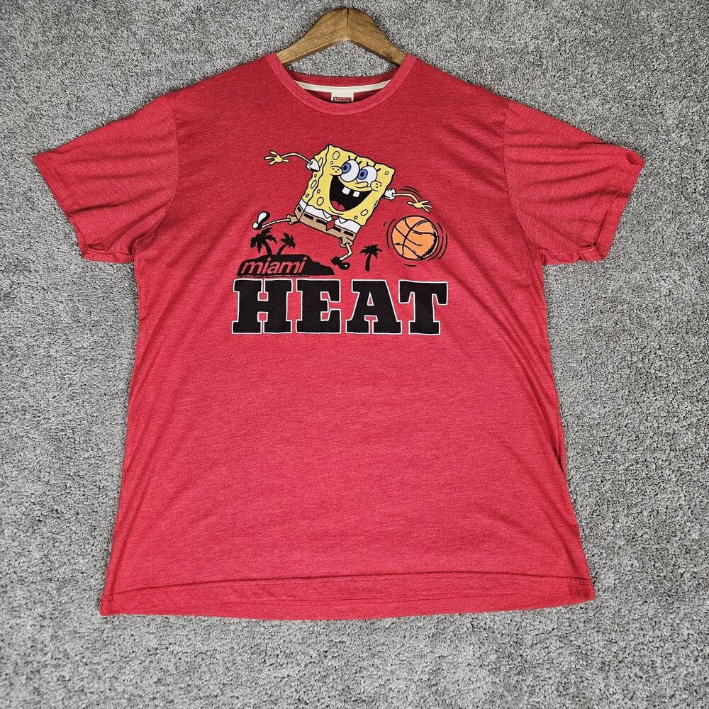 Homage T-Shirt Men's XL Red Tee Miami Heat SpongeBob Basketball 2022 Sports